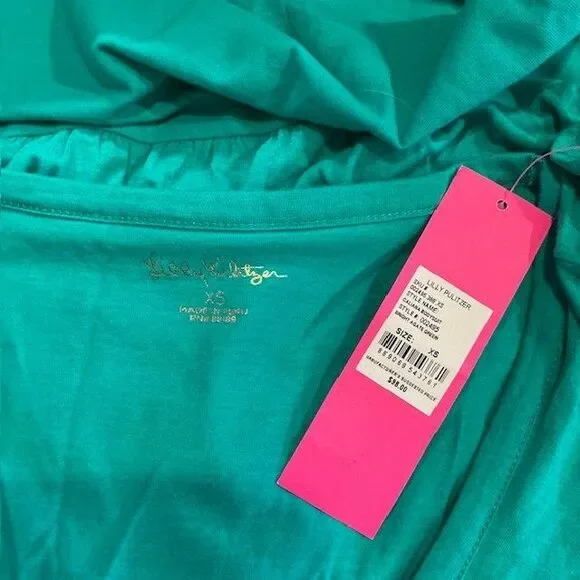 Lilly Pulitzer Caliana Body Suit, Bright Agate Green, Ruffle Neck Sz S NWT *** - Picture 4 of 4